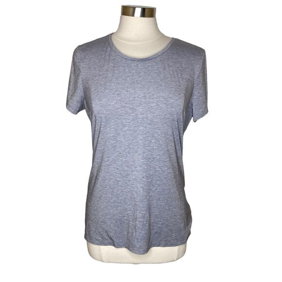 Athleta‎ Encore Tee in Flagstone Grey Heather Ruched Back T-Shirt Women’s Large - Picture 2 of 10